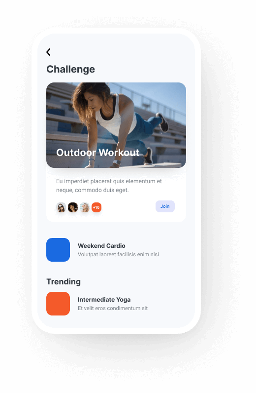 Features terch startup fitness tracking challenge mobile ui
